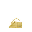 Yellow Leather HandbagJacquemus Yellow Hammered Leather Le Mini Bambino Bag. Shoulder bag with adjustable and removable shoulder strap, single handle, front opening with flap and covered magnetic button, single internal compartment and pocket, silver meta