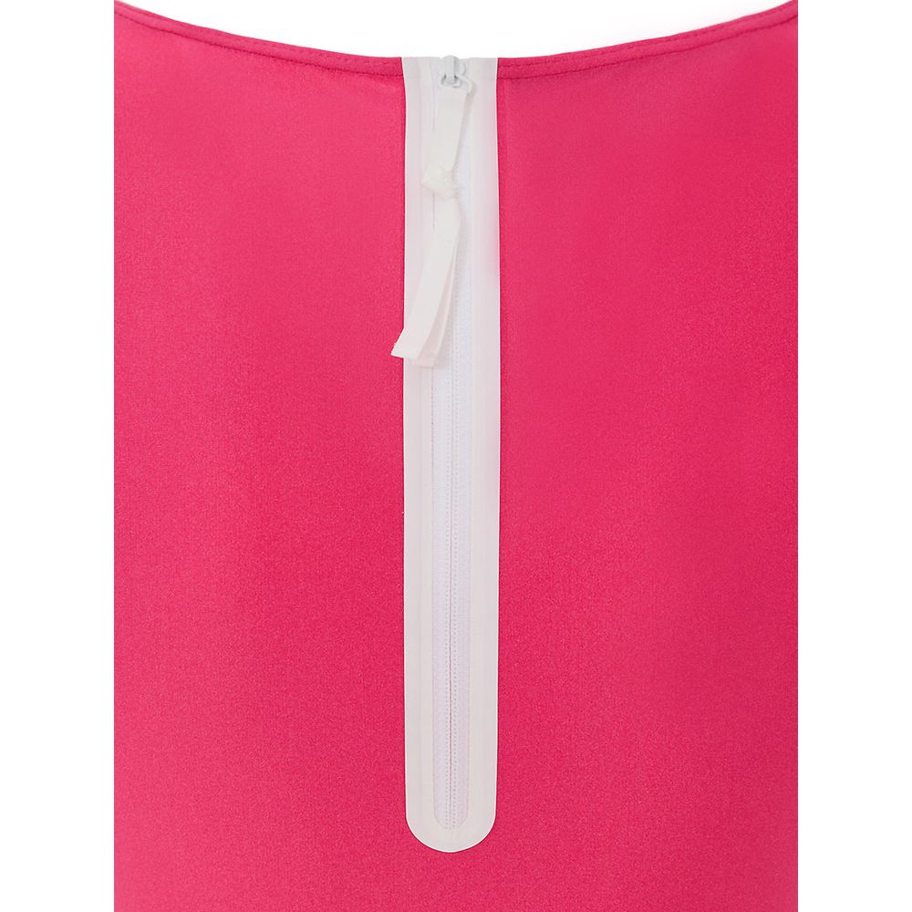 Fuchsia Polyamide Tank TopsGucci Technical Fabric Cropped Top in Fuchsia. In stretch technical fabric, deep round neckline, sleeveless, contrasting white rubberized logo on the side, white half-zip back closure, cropped length. Composition: 80% Polyamide,
