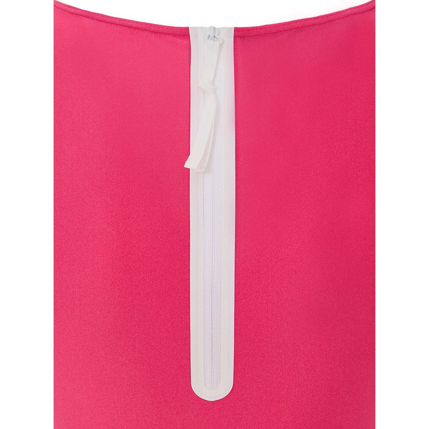 Fuchsia Polyamide Tank TopsGucci Technical Fabric Cropped Top in Fuchsia. In stretch technical fabric, deep round neckline, sleeveless, contrasting white rubberized logo on the side, white half-zip back closure, cropped length. Composition: 80% Polyamide,