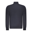 Blue Cotton Men SweaterElevate your style quotient with this sumptuously soft Hugo Boss sweater. A perfect blend of practicality and luxury, this long-sleeved knit features a sleek half-zip front and an iconic applique logo for a touch of class. Crafted w