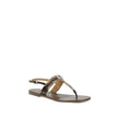 Brown Calf Leather Bos Taurus Flat SandalsThe GG Crossover Sandals by Gucci with Web detail express a sophisticated and distinctive elegance. Crafted with palladium-colored trim and brown leather, they feature the distinctive green and red Web ribbon and
