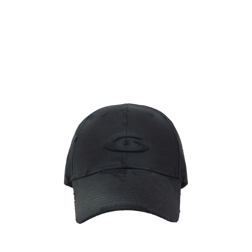 Black Cotton Cap (Baseball Hat)Balenciaga’s Baseball Hat features a worn-in design and an adjustable back via felt for a comfortable fit. The brand’s iconic signature is visible on the visor, while the brand’s distinctive logo appears on the front, adding