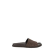 Brown Calf Leather Bos Taurus Flat SandalsGucci’s Slider Sandals feature the GG motif, which adds a distinctive touch to the design. The soft suede upper lends a refined air, while the contoured sole ensures extended comfort and a snug fit. Ideal for thos