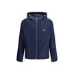 Blue Polyester Shell JacketReversible waterproof Jacket by Fendi, designed to combine functionality and iconic style. The model features an adjustable hood with drawstring, front closure with double-slider zipper, two side welt pockets, elastic cuffs and