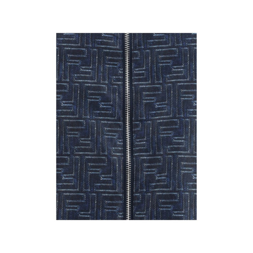 Blue Polyester Shell JacketReversible waterproof Jacket by Fendi, designed to combine functionality and iconic style. The model features an adjustable hood with drawstring, front closure with double-slider zipper, two side welt pockets, elastic cuffs and