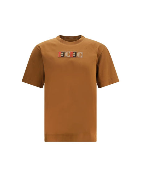 Brown Cotton ClothingThe T-Shirt by Fendi, crafted from pure cotton, stands out for its refined yet essential design. The regular fit, crew neckline, and short sleeves make it a versatile piece suitable for any occasion. The three-dimensional embroidered