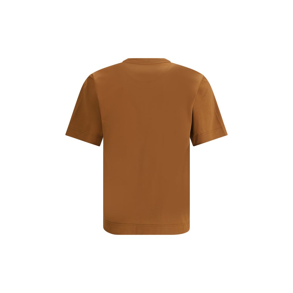 Brown Cotton ClothingThe T-Shirt by Fendi, crafted from pure cotton, stands out for its refined yet essential design. The regular fit, crew neckline, and short sleeves make it a versatile piece suitable for any occasion. The three-dimensional embroidered