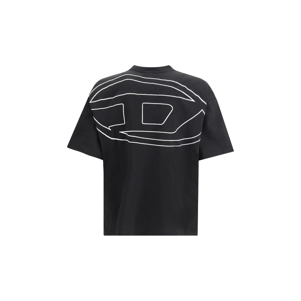 Black Cotton T-ShirtThe T-Boggy-Megoval-D T-shirt by Diesel is crafted from washed organic cotton jersey, featuring a soft, relaxed fit for everyday comfort. Its minimalist design is elevated by a contrasting macro Oval D embroidery on the back and a smal
