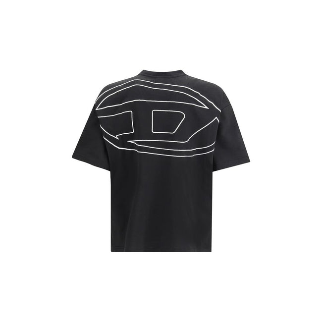 Black Cotton T-ShirtThe T-Boggy-Megoval-D T-shirt by Diesel is crafted from washed organic cotton jersey, featuring a soft, relaxed fit for everyday comfort. Its minimalist design is elevated by a contrasting macro Oval D embroidery on the back and a smal
