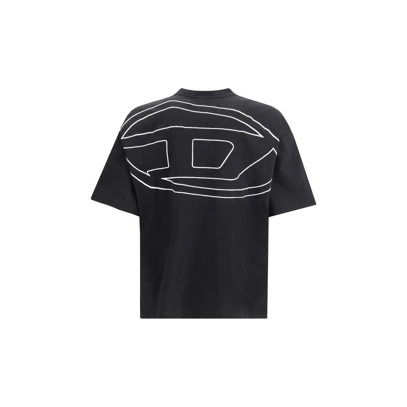 Black Cotton T-ShirtThe T-Boggy-Megoval-D T-shirt by Diesel is crafted from washed organic cotton jersey, featuring a soft, relaxed fit for everyday comfort. Its minimalist design is elevated by a contrasting macro Oval D embroidery on the back and a smal