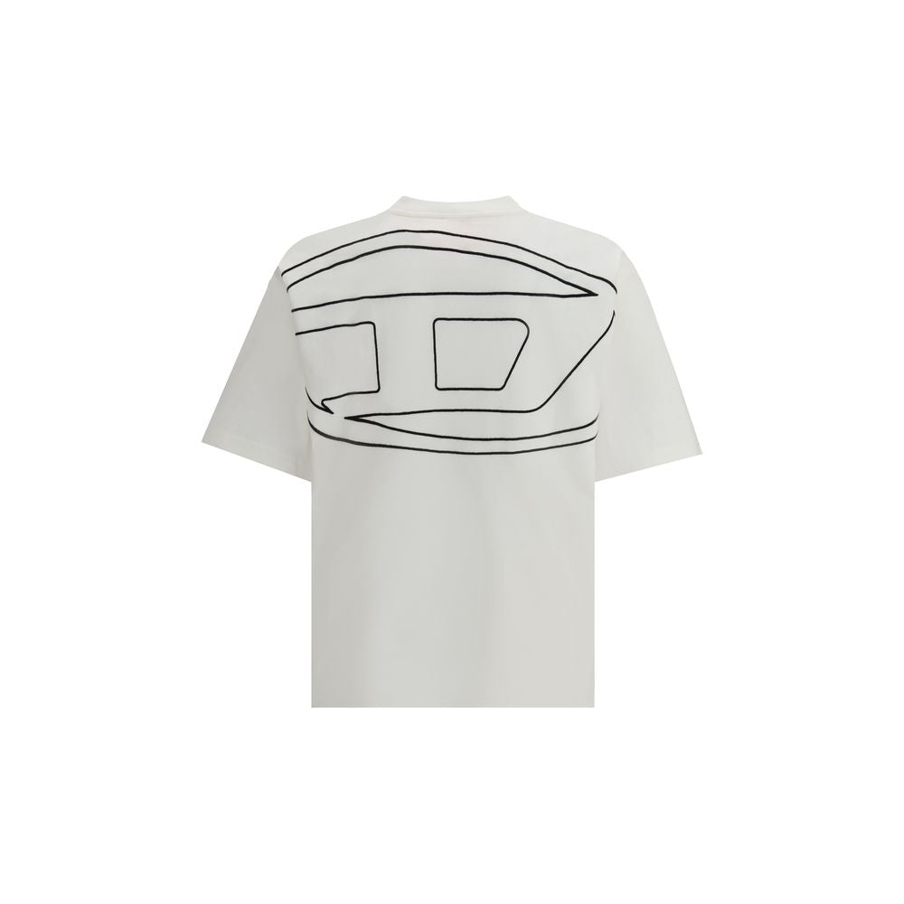 White Cotton T-ShirtThe T-Boggy-Megoval-D T-shirt by Diesel is crafted from washed organic cotton jersey, featuring a soft, relaxed fit for everyday comfort. Its minimalist design is elevated by a contrasting macro Oval D embroidery on the back and a smal