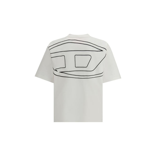 White Cotton T-ShirtThe T-Boggy-Megoval-D T-shirt by Diesel is crafted from washed organic cotton jersey, featuring a soft, relaxed fit for everyday comfort. Its minimalist design is elevated by a contrasting macro Oval D embroidery on the back and a smal