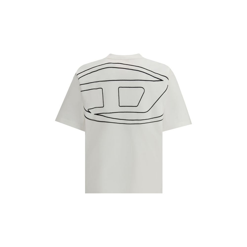 White Cotton T-ShirtThe T-Boggy-Megoval-D T-shirt by Diesel is crafted from washed organic cotton jersey, featuring a soft, relaxed fit for everyday comfort. Its minimalist design is elevated by a contrasting macro Oval D embroidery on the back and a smal