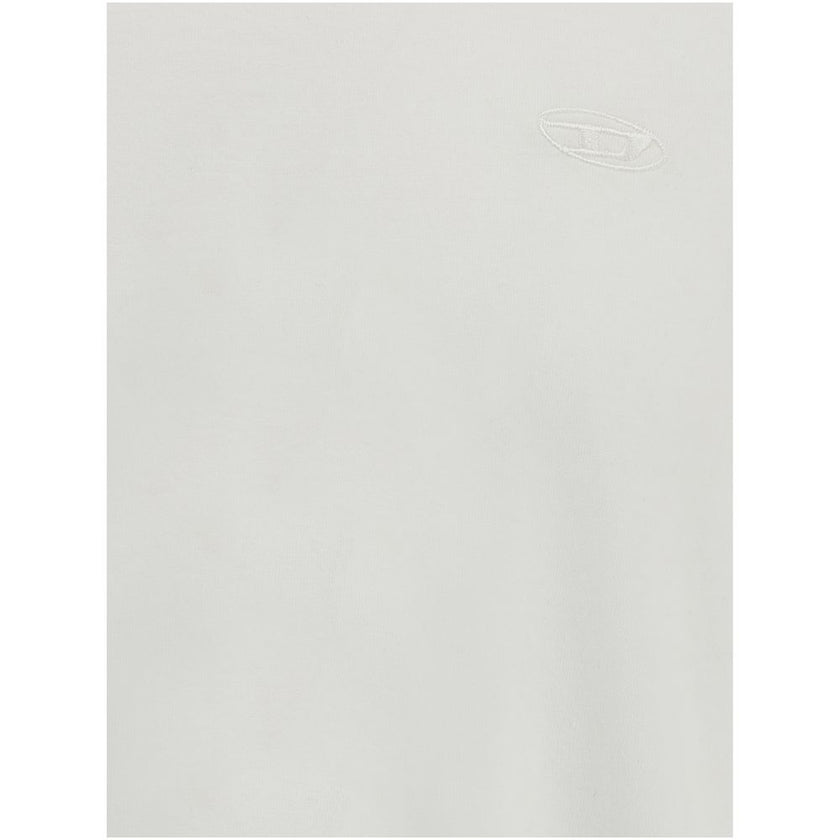 White Cotton T-ShirtThe T-Boggy-Megoval-D T-shirt by Diesel is crafted from washed organic cotton jersey, featuring a soft, relaxed fit for everyday comfort. Its minimalist design is elevated by a contrasting macro Oval D embroidery on the back and a smal