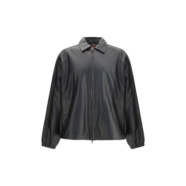 Black Polyester Biker JacketThe J-Ake Jacket by Diesel is crafted from black technical fabric featuring a hand-brushed treatment that lightens the edges, creating an authentic lived-in look. Its relaxed fit can be adjusted with an elastic drawstring hem,