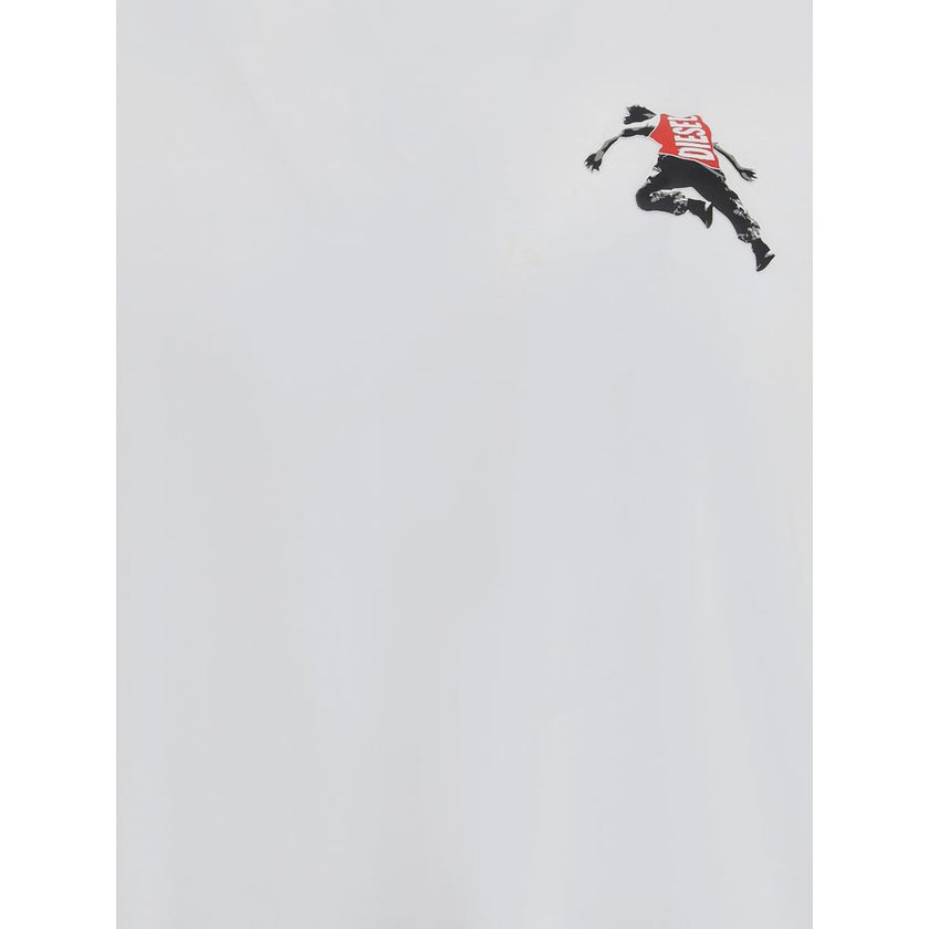 White Cotton T-ShirtThe T-Adjust-T3 T-shirt by Diesel is a short-sleeved cotton tee featuring a classic crew neck. The design is enhanced by a graphic print and a logo detail, adding a modern, urban touch ideal for completing bold everyday looks. Season: