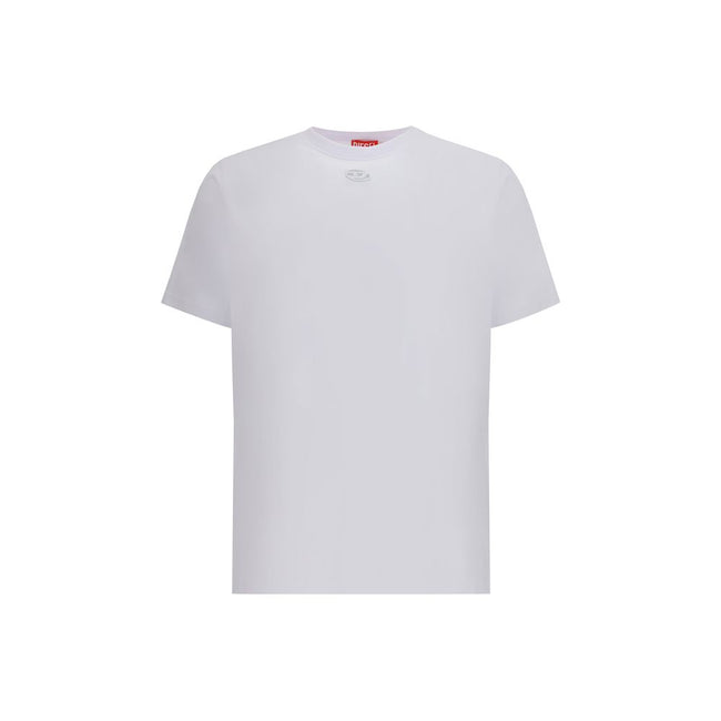 White Cotton T-ShirtThe t-adjust-marey T-shirt by Diesel is crafted from organic cotton jersey and features a laser-cut Oval D embroidery on the chest, creating a subtle see-through effect with the layer underneath. Designed with a regular fit, this piece