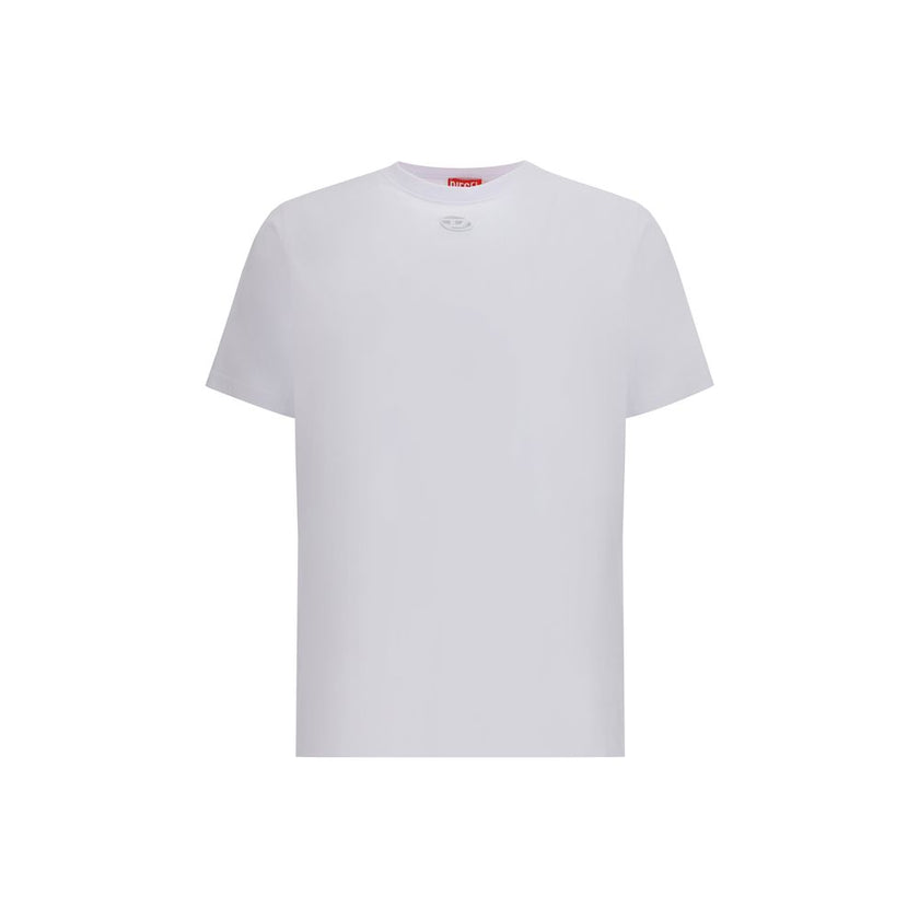 White Cotton T-ShirtThe t-adjust-marey T-shirt by Diesel is crafted from organic cotton jersey and features a laser-cut Oval D embroidery on the chest, creating a subtle see-through effect with the layer underneath. Designed with a regular fit, this piece
