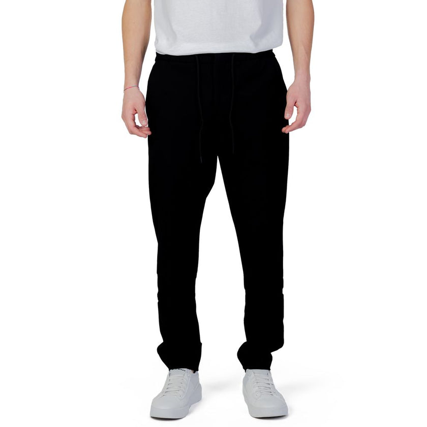 Black Polyester Casual Pants