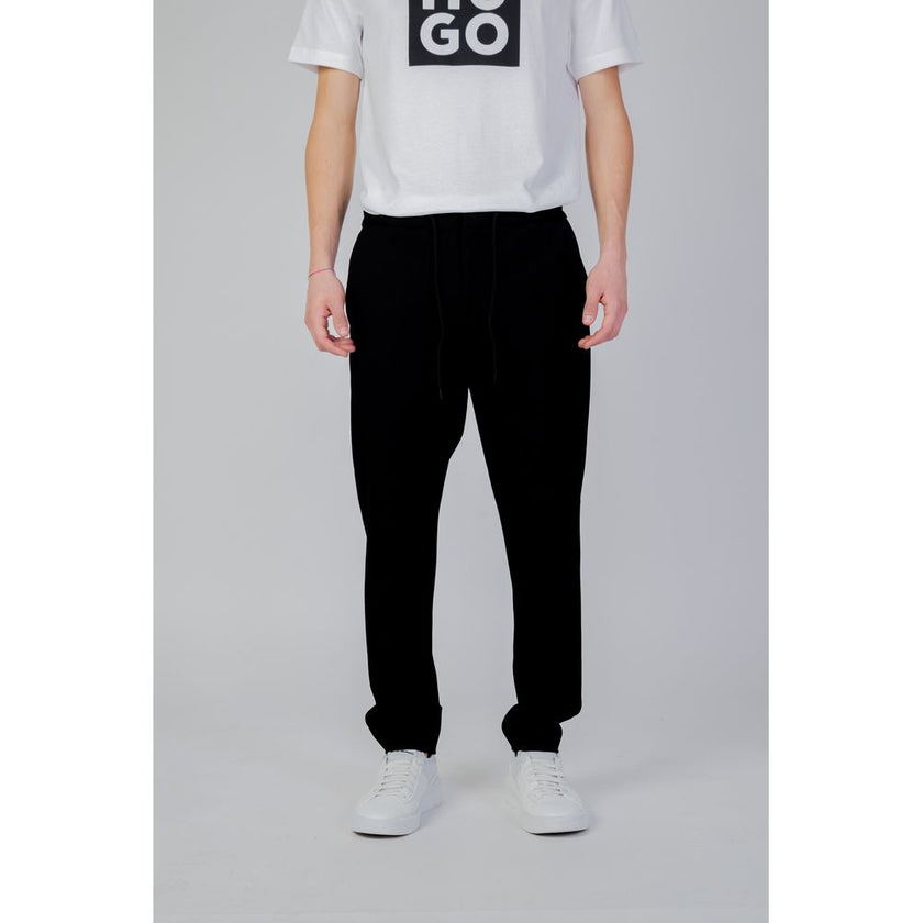 Black Polyester Casual Pants