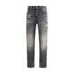 Gray Cotton Relaxed Fit Jeans