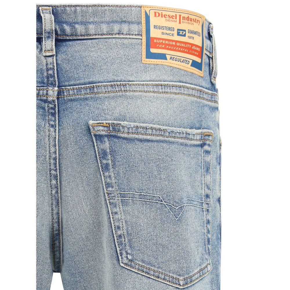 Blue Cotton Tapered Jeans
