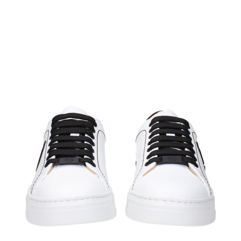 White Leather Low Top Sneakers