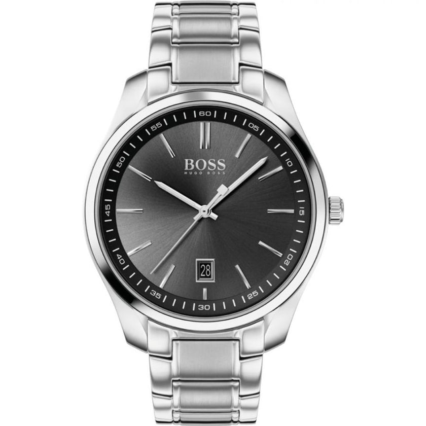 Gray Stainless Steel Dress Watch