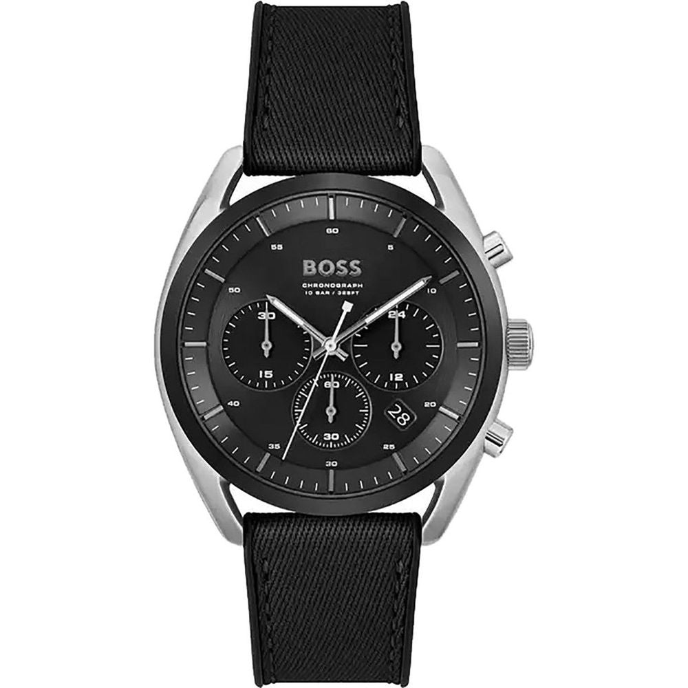 Schwarze Synthetik-Kleideruhr mit Chronograph