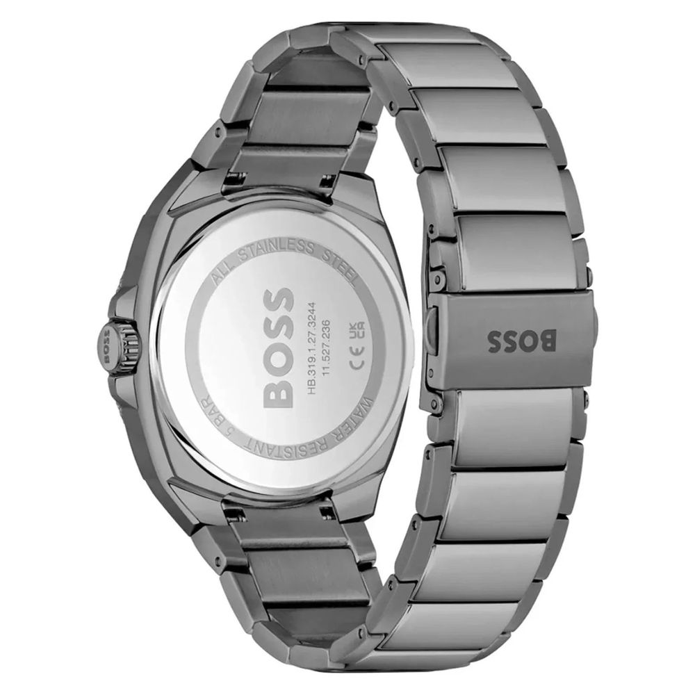 Grey Stainless Steel Dress Watch with Date Feature