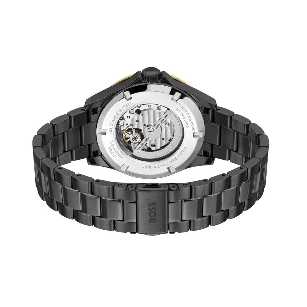 Automatische Herrenuhr aus schwarzem Edelstahl