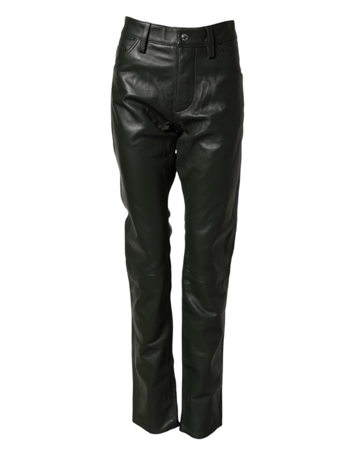 Dsquared² Schwarze Hose aus vollnarbigem Leder mit mittlerer Bundhöhe