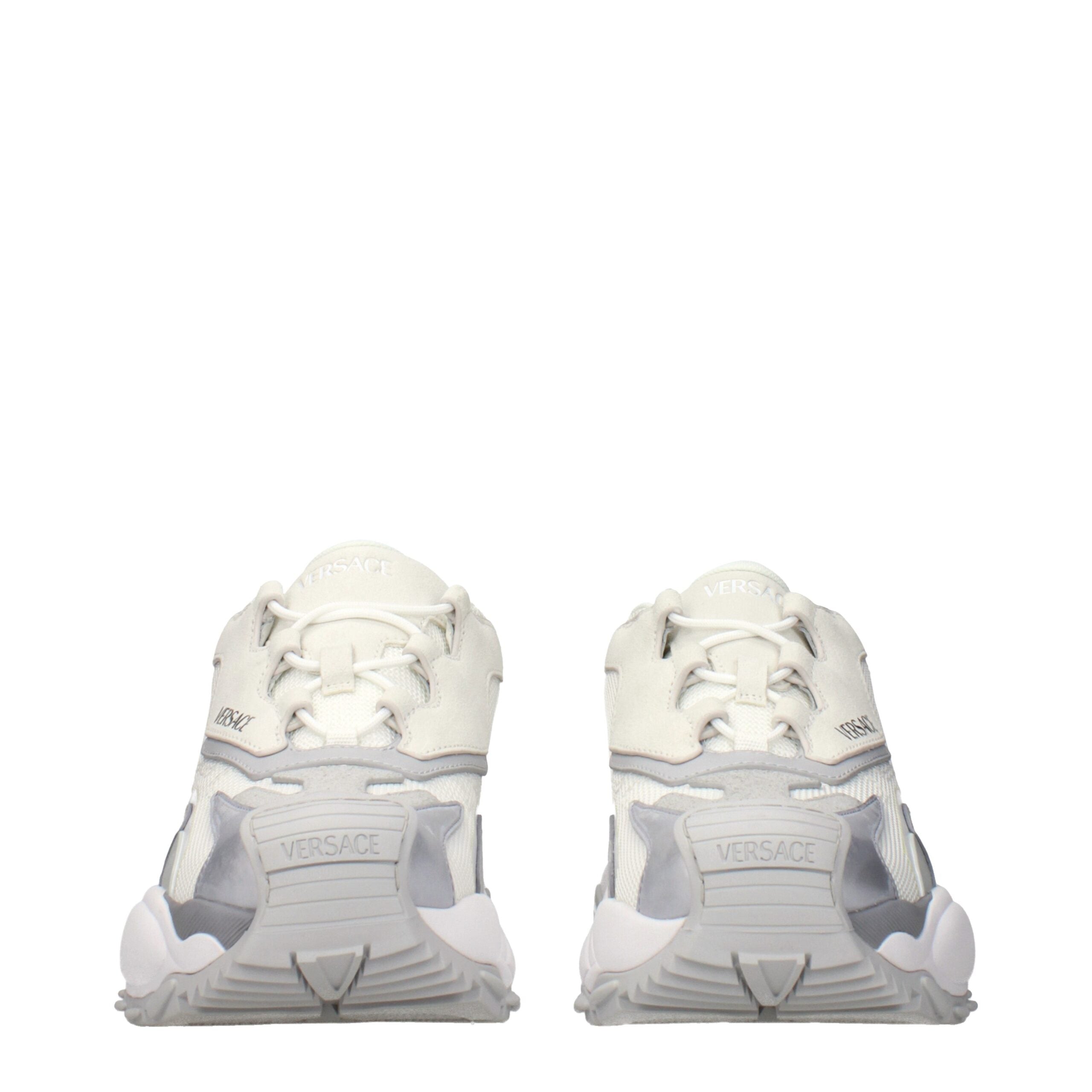 White Fabric Chunky Sneakers