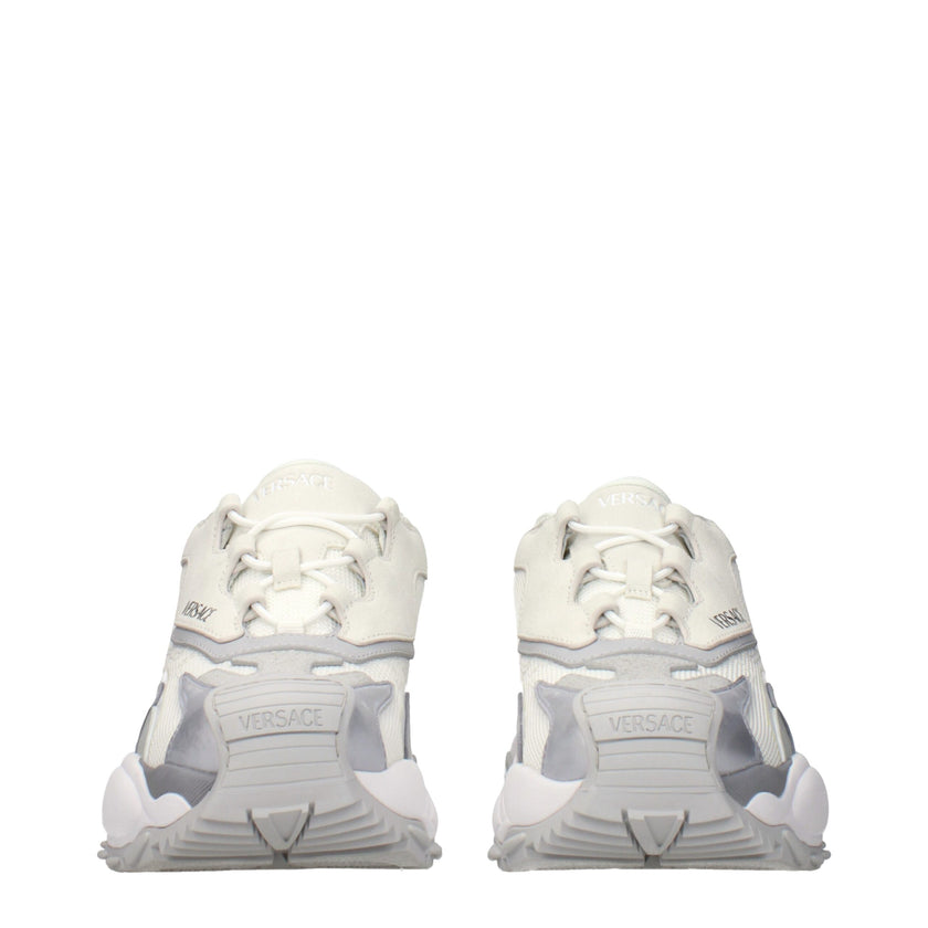 White Fabric Chunky Sneakers