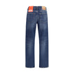 Blue Cotton Straight-Leg Jeans