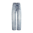 Blue Cotton Straight-Leg Jeans