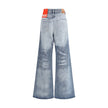 Blue Cotton Flared Jeans