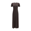 Brown Fleece Wool Long Dress