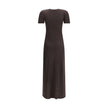 Brown Fleece Wool Long Dress
