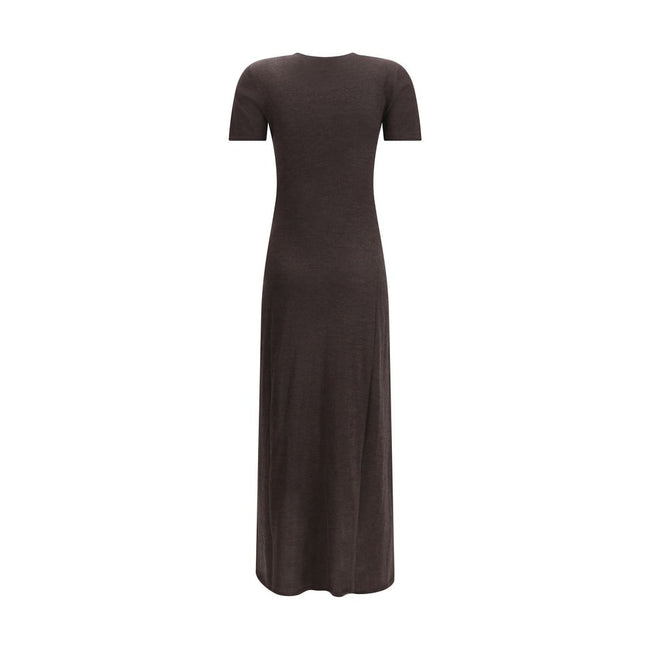 Brown Fleece Wool Long Dress