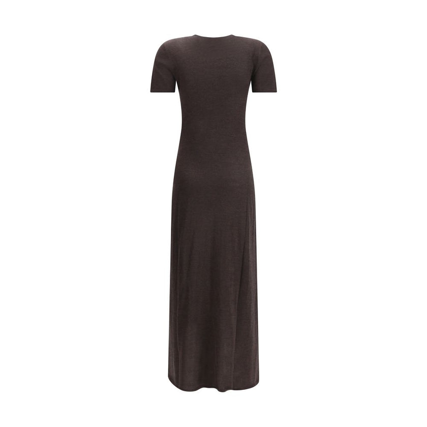 Brown Fleece Wool Long Dress