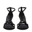 Black Leather Stiletto Heel Sandals