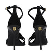 Black Leather Stiletto Heel Sandals
