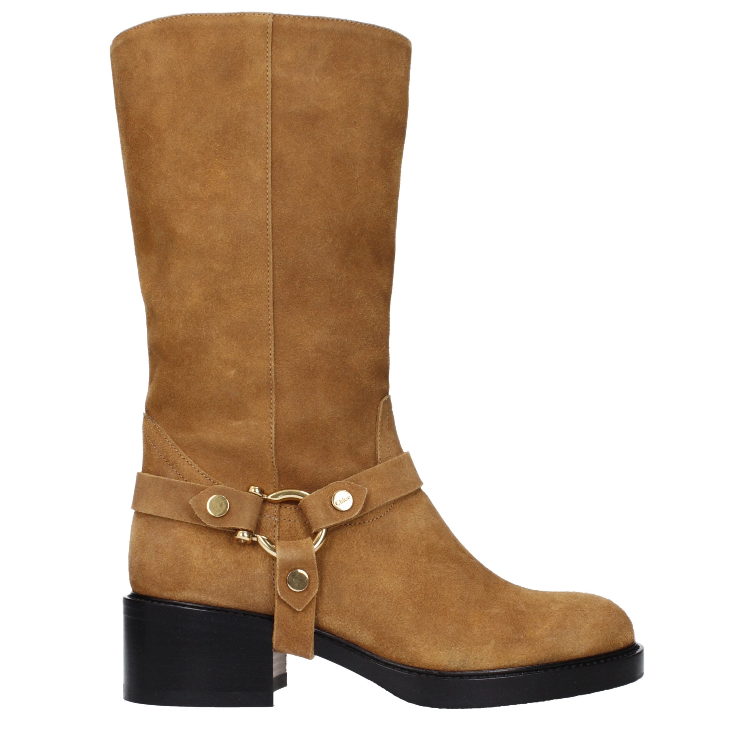 Brown Leather Ankle Boots with Side Logo Detail by Chloé