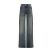 Blue Cotton Flared Jeans