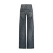 Blue Cotton Flared Jeans
