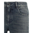 Blue Cotton Flared Jeans