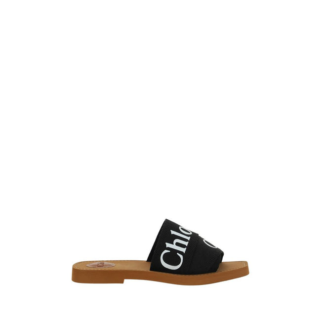 Black Rubber Flat Sandals