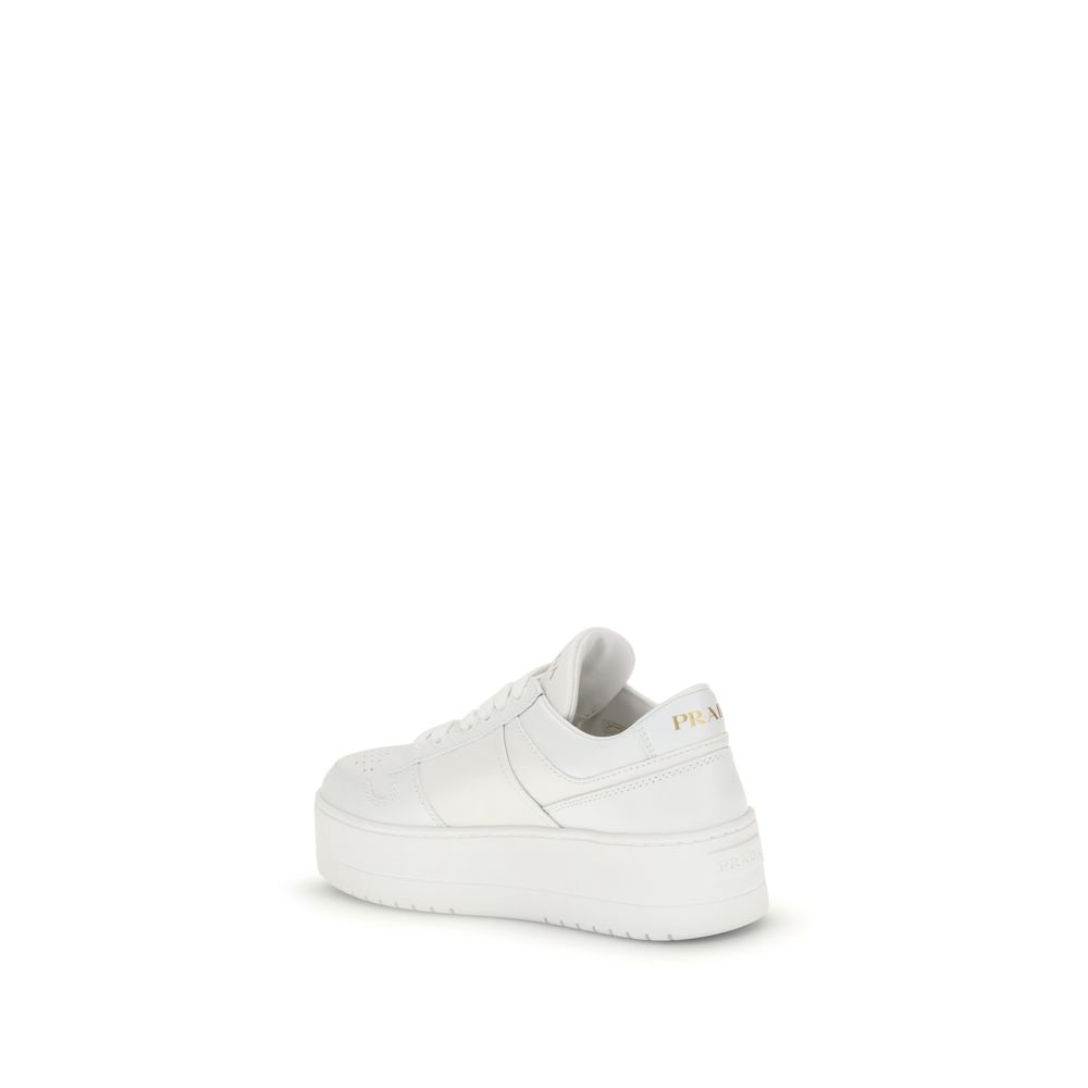 Baskets plateforme Prada en cuir de veau blanc