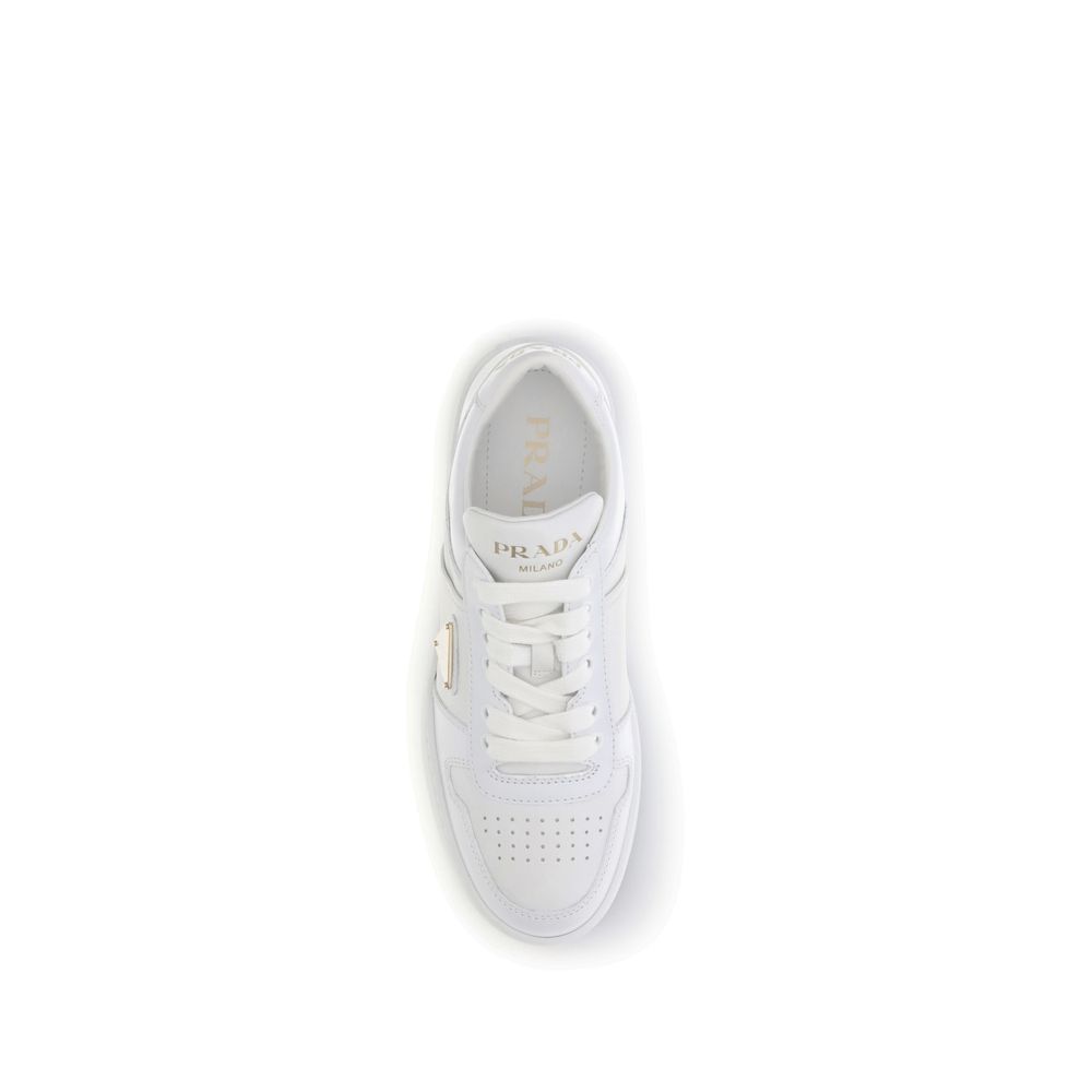 Baskets plateforme Prada en cuir de veau blanc